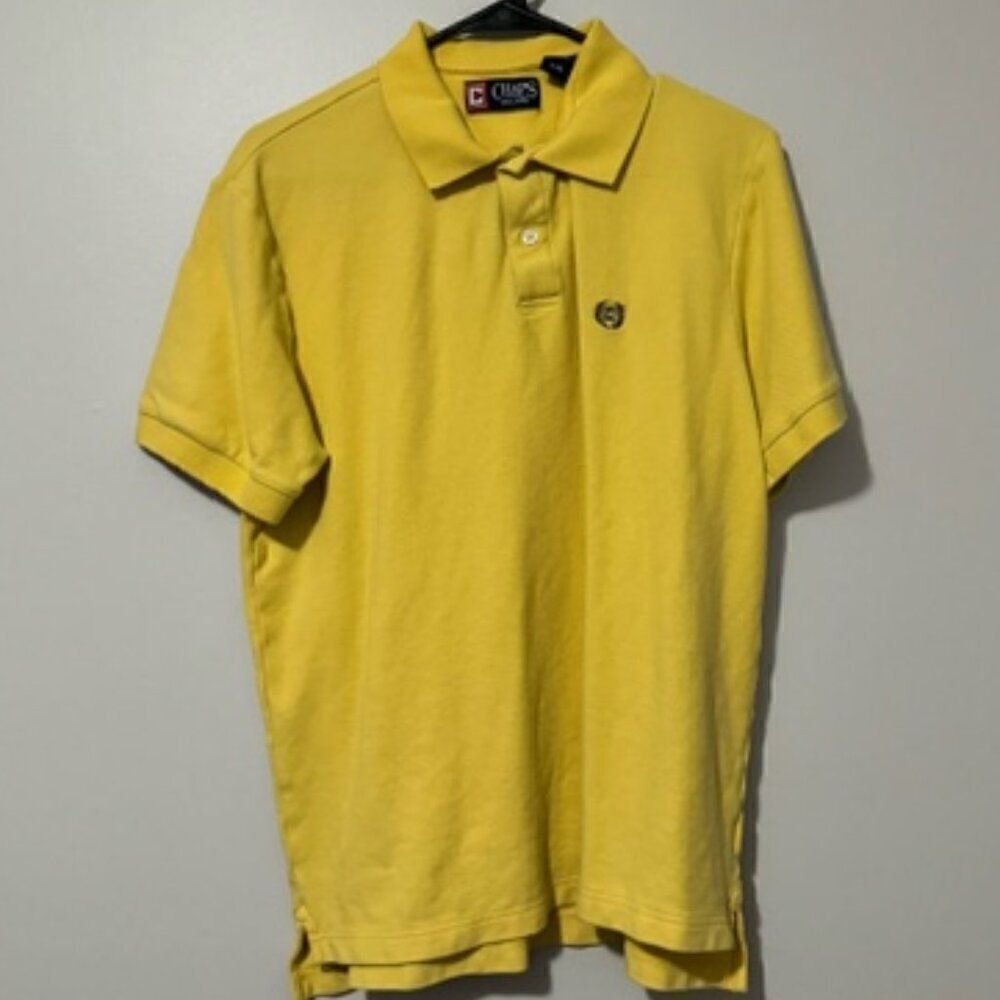 USED Men's Chaps Short Sleeve Polo Shirt Color Yellow Size Large